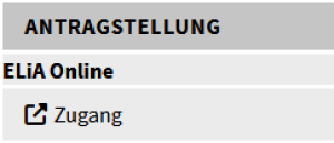 Text: Zeile 1: Antragstellung, Zeile 2:ELiA Online, Zeile 3: Zugang